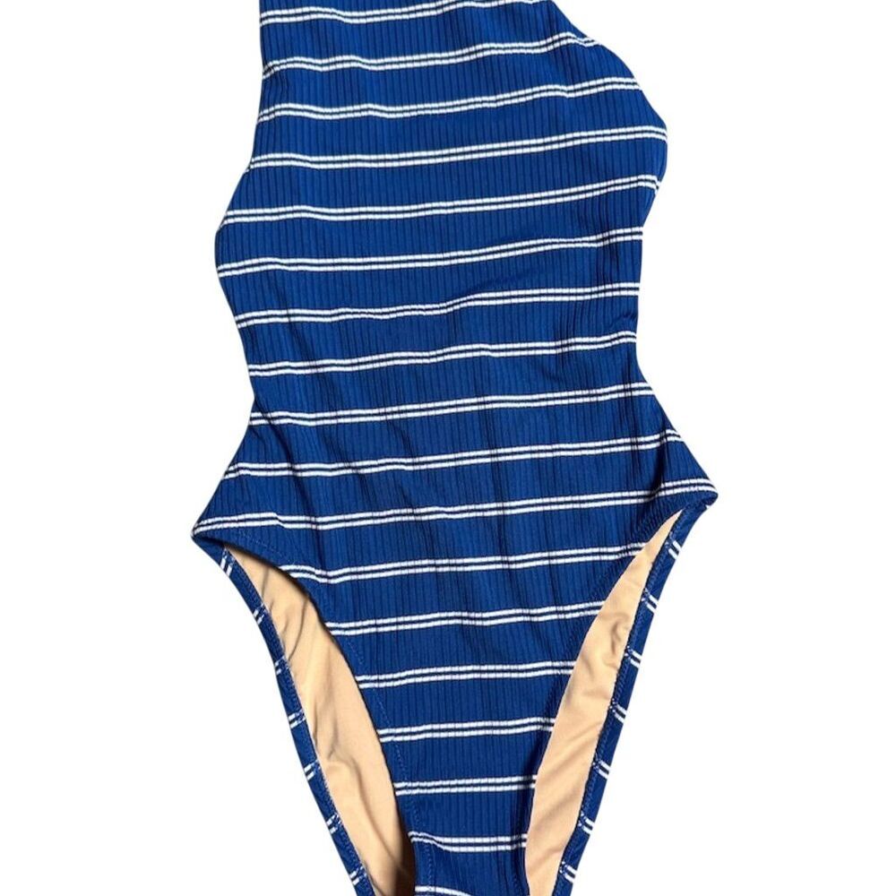 Madewell Women's Striped one shoulder One-Piece Swimsuit Blue Size XXS